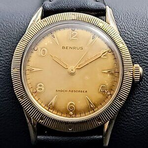 Vintage Benrus Shock Absorber Men’s 10k Gold-Tone Mechanical Watch